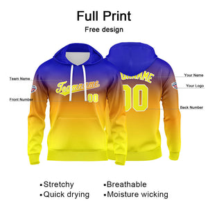 Custom Gradient Hoodie For Man Woman Girl Boy Print Your Logo Name Number Blue Orange Yellow