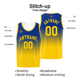 Custom Basketball Jersey Personalized Stitched Team Name Number Logo Royal&Yellow