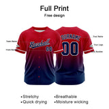 Custom Full Print Design Baseball Jersey red-navy