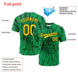 Custom Full Print Design Baseball Jersey green tie-dyed