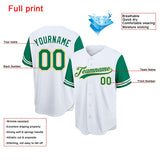 Custom Full Print Design White-Green-Yellow Baseball Jersey