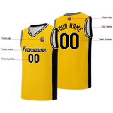 Custom basketball jersey shorts for men and women. Embroidered and printed name, number and logo Yellow