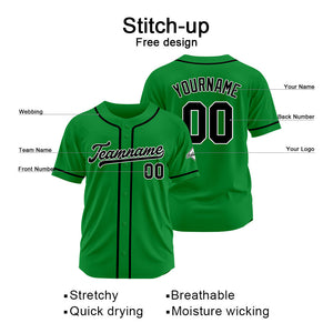 Custom Baseball Jersey Stitched Design Personalized Hip Hop Baseball Shirts Kelly Green-Black