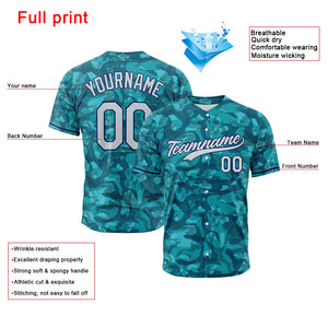 Custom Full Print Design Baseball Jersey green camouflage