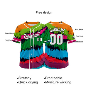 Custom Full Print Design Baseball Jersey red-green-orange