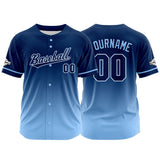 Custom Full Print Design  Baseball Jersey light blue-navy