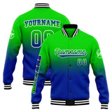 Custom Gradient Varsity Jacket Letterman jacket for Men, Women and Youth Green Blue