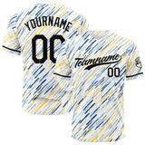 Custom Full Print Design Baseball Jersey white-yellow-blue