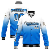 Custom Gradient Varsity Jacket Letterman jacket for Men, Women and Youth White Blue