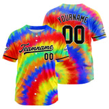 Custom Full Print Design Baseball Jersey blue-red-green-yellow