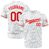 Custom Full Print Design Baseball Jersey white-red