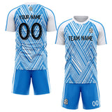 custom soccer set jersey kids adults personalized soccer white-blue