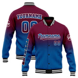 Custom Gradient Varsity Jacket Letterman jacket for Men, Women and Youth Burgundy Blue