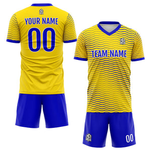 Custom Soccer Uniform Jersey Kids Adults Personalized Set Jersey Yellow&Royal Wave