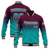 Custom Gradient Varsity Jacket Letterman jacket for Men, Women and Youth Burgundy Teal