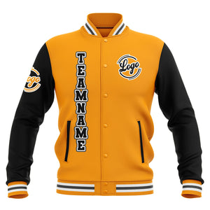 Custom Black Yellow Grey Waterproof Varsity Jackets Personalized Stitched Name Number Logo to Letterman Jackets