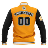 Custom Black Yellow Grey Waterproof Varsity Jackets Personalized Stitched Name Number Logo to Letterman Jackets