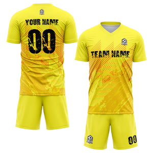 custom soccer set jersey kids adults personalized soccer yellow