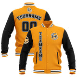 Custom Black Yellow Grey Waterproof Varsity Jackets Personalized Stitched Name Number Logo to Letterman Jackets