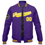 Custom Varsity Jacket Letterman jacket for Men, Women and Youth Purple Yellow