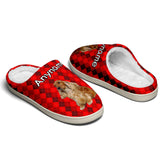 Custom Your Own Personalized Cotton Slippers for Dog Cat Lover Add Any Text Photoes Red Diamond