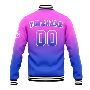 Custom Gradient Varsity Jacket Letterman jacket for Men, Women and Youth Pink Blue