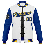 Custom Varsity Jacket Letterman jacket for Men, Women and Youth Royal White Yellow