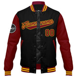 Custom Varsity Jacket Letterman jacket for Men, Women and Youth Crimson Black Yellow