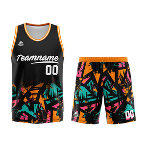 Custom Basketball Jersey Uniform Suit Printed Your Logo Name Number Black&Orange