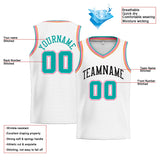 Custom Stitched Basketball Jersey for Men, Women And Kids White-Teal