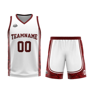 Custom White Dark Red Basketball Jersey Uniform Suit Printed Your Logo Name Number