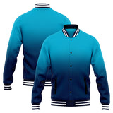 Custom Gradient Varsity Jacket Letterman jacket for Men, Women and Youth Aqua Dark Blue