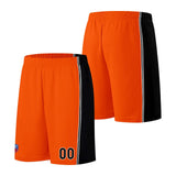 Custom basketball jersey shorts for men and women. Embroidered and printed name, number and logo Orange&Black