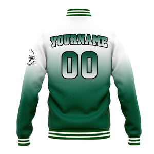 Custom Gradient Varsity Jacket Letterman jacket for Men, Women and Youth White Green