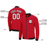 Custom Long Sleeve Windbreaker Jackets Uniform Printed Your Logo Name Number Red-White-Black