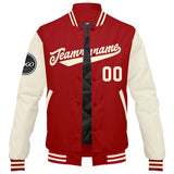 Custom Varsity Jacket Letterman jacket for Men, Women and Youth Red Cream