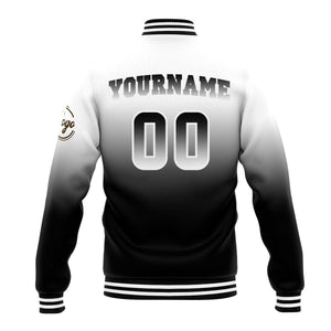 Custom Gradient Varsity Jacket Letterman jacket for Men, Women and Youth White Black