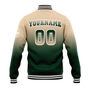 Custom Gradient Varsity Jacket Letterman jacket for Men, Women and Youth Khaki Dark Green