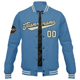 Custom Varsity Jacket Letterman jacket for Men, Women and Youth Light Blue Cream