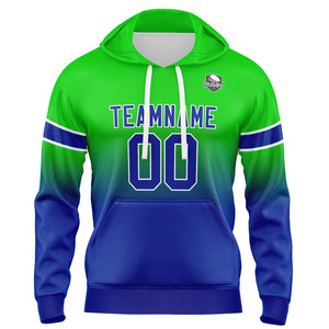 Custom Gradient Sweatshirt Hoodie For Man Woman Girl Boy Print Your Logo Name Number Green&Blue