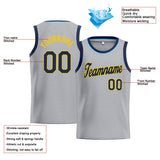 Custom Stitched Basketball Jersey for Men, Women And Kids Gray-Navy-Yellow