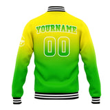 Custom Gradient Varsity Jacket Letterman jacket for Men, Women and Youth Yellow Green