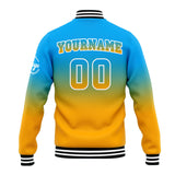 Custom Gradient Varsity Jacket Letterman jacket for Men, Women and Youth Light Blue Orange