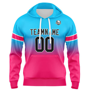 Custom Gradient Sweatshirt Hoodie For Man Woman Girl Boy Print Your Logo Name Number Light Blue&Pink