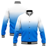 Custom Gradient Varsity Jacket Letterman jacket for Men, Women and Youth White Blue