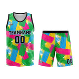 Custom Basketball Jersey Uniform Suit Printed Your Logo Name Number Grid&Green&Pink