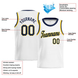 Custom Stitched Basketball Jersey for Men, Women And Kids White-Navy-Yellow