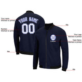 Custom Long Sleeve Windbreaker Jackets Uniform Printed Your Logo Name Number Navy-White-Royal