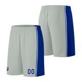 Custom basketball jersey shorts for men and women. Embroidered and printed name, number and logo Grey