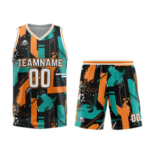 Custom Aqua Orange Basketball Jersey Uniform Suit Printed Your Logo Name Number